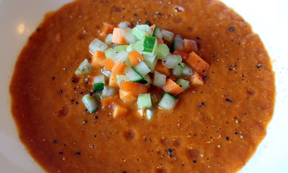 Roasted Tomato Gazpacho with Brunoise Vegetables